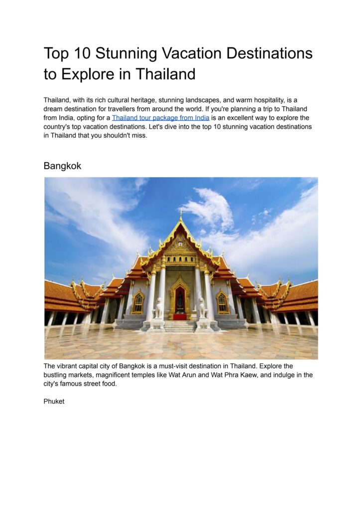 Exploring the Vibrant Cultural Heritage of Thailand