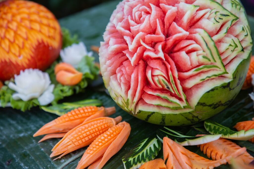 The Intricate Thai Art of Fruit and Vegetable Carving Revealed